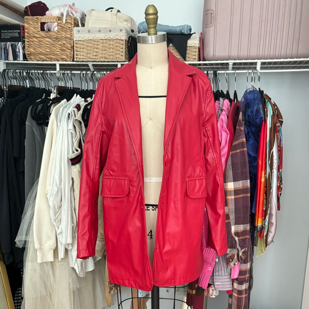 Red Faux Leather Jacket